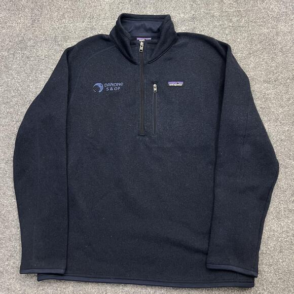 Patagonia Sweatshirt Mens Large Blue Fleece Pullover 1/4 Zip Sweater Jacket - Picture 1 of 12